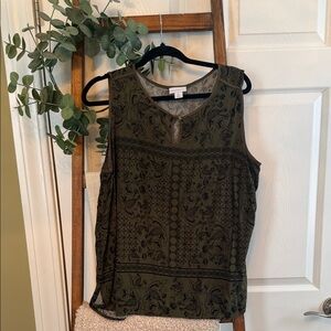 Liz Claiborne Olive Green Paisley Sleeveless Camisole